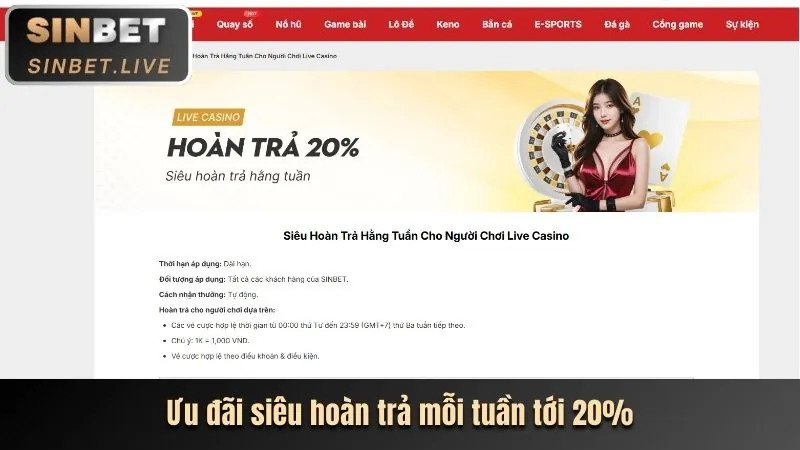 Hoàn trả hàng tuần và thưởng nạp lại tại 22vip nhà cái